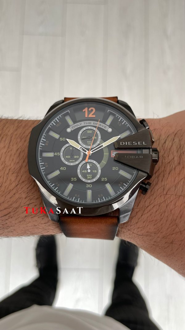 Diesel DZ4343 Mega Chief Black PVD Kahverengi 51mm Erkek Kol Saati Diesel DZ4343 Mega Chief Black PVD Kahverengi 51mm Erkek Kol Saati