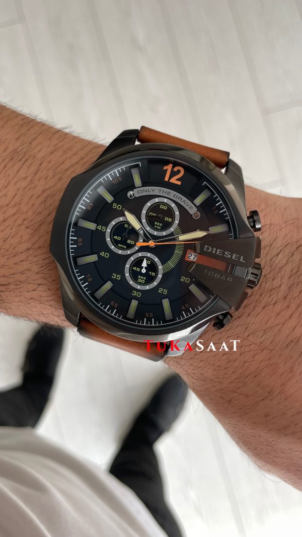 Diesel DZ4343 Mega Chief Black PVD Kahverengi 51mm Erkek Kol Saati Diesel DZ4343 Mega Chief Black PVD Kahverengi 51mm Erkek Kol Saati
