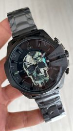 Diesel DZ4582 Skull Mega Chief Black PVD 48mm Erkek Kol Saati