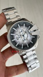 Diesel DZ4686 Mega Chief Beyaz Silver 48mm Erkek Kol Saati