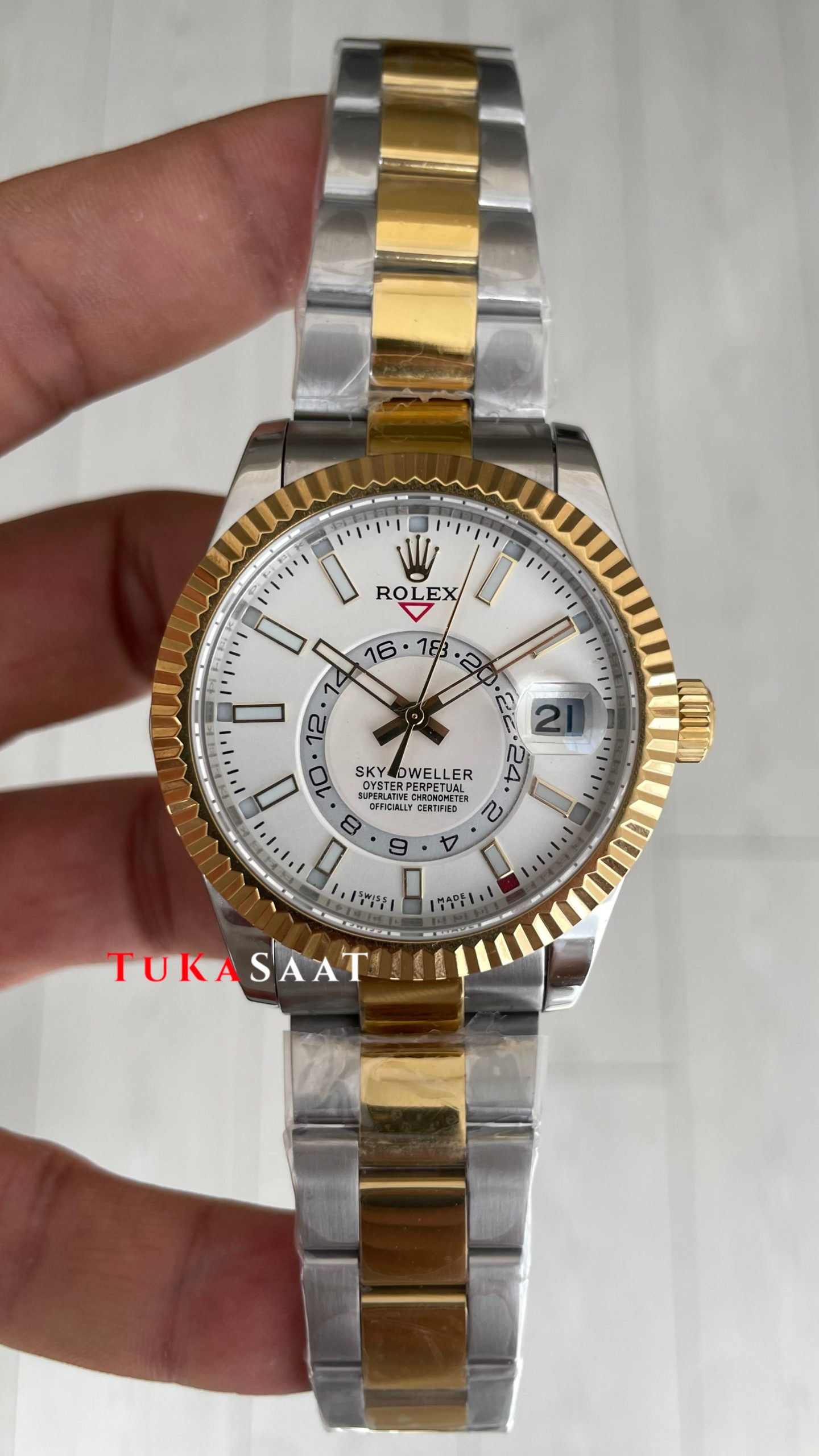 Rolex Sky Dweller Beyaz 336933 Oyster Two Tone Gold 42mm ETA Swiss ZF Factory Rolex Sky Dweller Beyaz 336933 Oyster Two Tone Gold 42mm ETA Swiss ZF Factory