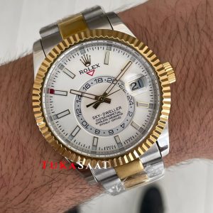 Rolex Sky Dweller Beyaz 336933 Oyster Two Tone Gold 42mm ETA Swiss ZF Factory