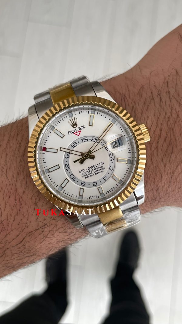 Rolex Sky Dweller Beyaz 336933 Oyster Two Tone Gold 42mm ETA Swiss ZF Factory Rolex Sky Dweller Beyaz 336933 Oyster Two Tone Gold 42mm ETA Swiss ZF Factory