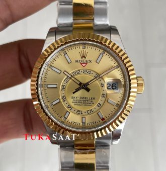 Rolex Sky Dweller Champagne 336933 Oyster Two Tone Gold 42mm ETA Swiss ZF Factory