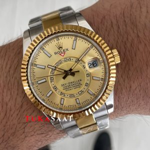 Rolex Sky Dweller Champagne 336933 Oyster Two Tone Gold 42mm ETA Swiss ZF Factory