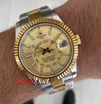 Rolex Sky Dweller Champagne 336933 Oyster Two Tone Gold 42mm ETA Swiss ZF Factory