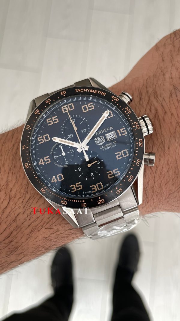 TAG Heuer Carrera Calibre16 Chronograph 44mm Siyah Kadran Replika Saat