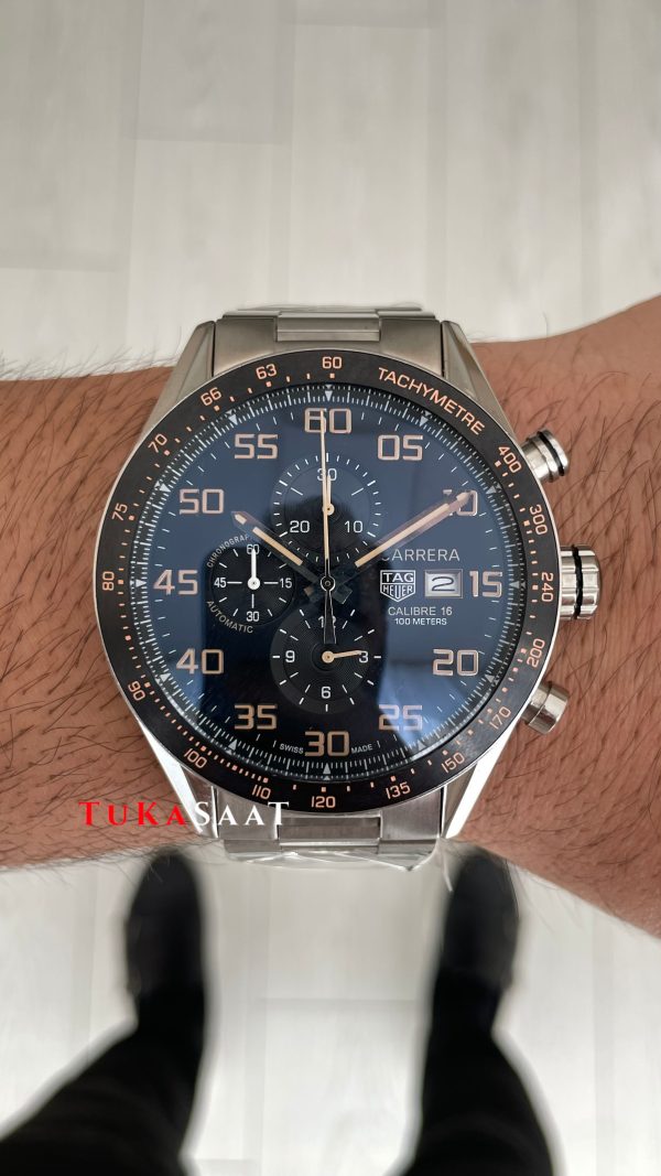 TAG Heuer Carrera Calibre16 Chronograph 44mm Siyah Kadran Replika Saat