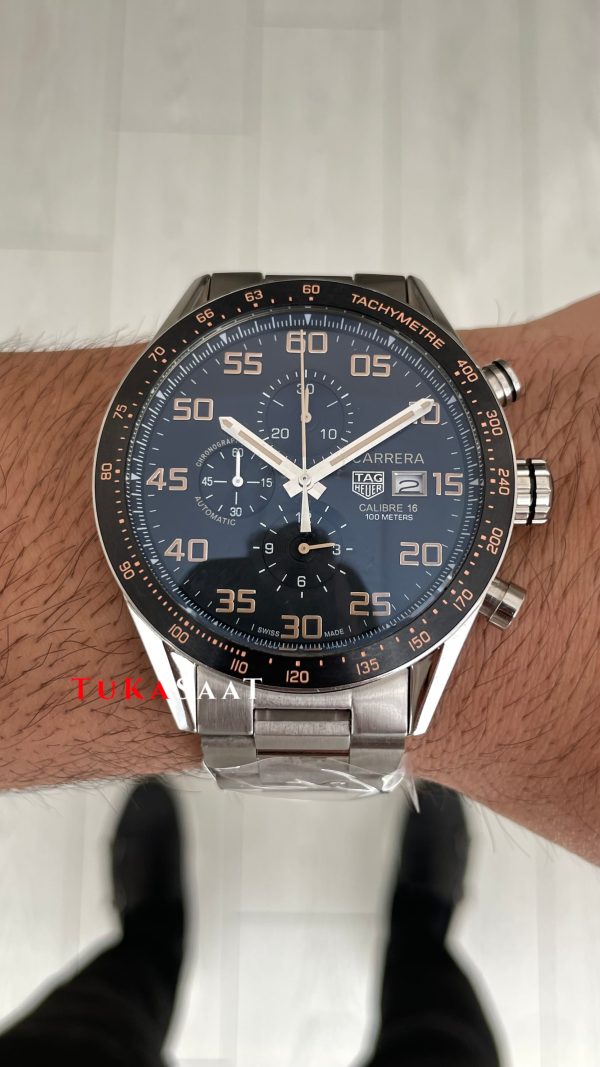 TAG Heuer Carrera Calibre16 Chronograph 44mm Siyah Kadran Replika Saat
