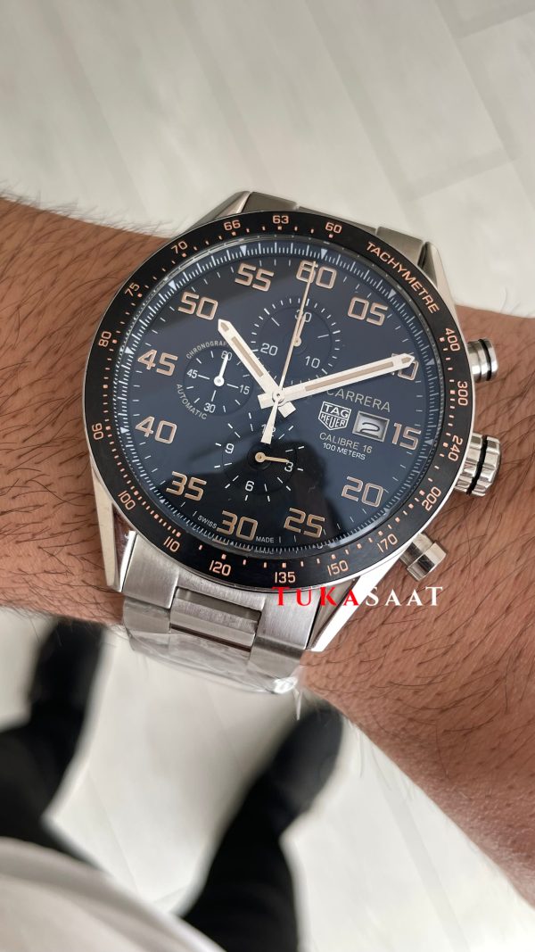 TAG Heuer Carrera Calibre16 Chronograph 44mm Siyah Kadran Replika Saat