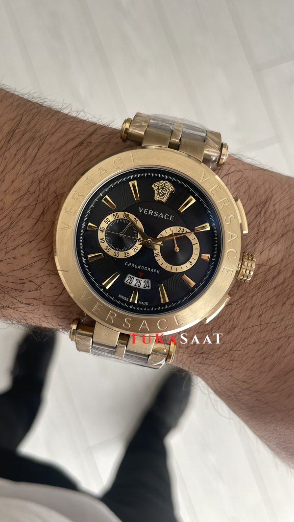 Versace Aion Chronograph Siyah 45mm Two Tone Gold Versace Aion Chronograph Siyah 45mm Two Tone Gold