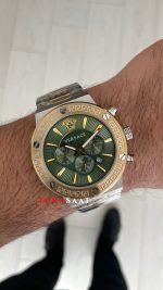 Versace Greca Chronograph Yeşil Kadran 43mm Two Tone Gold Replika Saat